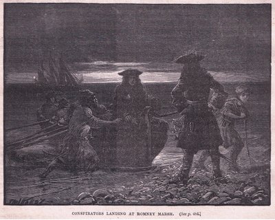 Lądowanie spiskowców na Romney Marsh AD 1696 autorstwa Paul Hardy