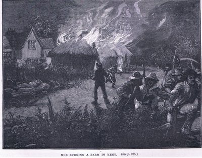 Mob palący farmę w Kent w 1830 r. autorstwa Paul Hardy