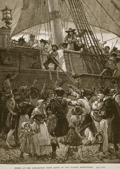 Scena podczas wyprawy Darien Expedition z Leith, ilustracja z "Cassell