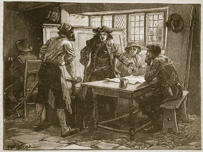 Kapitan z Nottingham i agitatorzy przy "Białym Koniu", ilustracja z "Cassell
