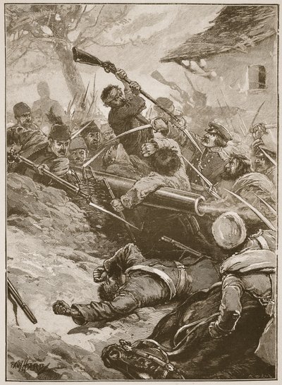Potem nastąpił gwałtowny ruch", ilustracja z "Battles of the Nineteenth Century" Archibalda Forbesa, G.A. Henty