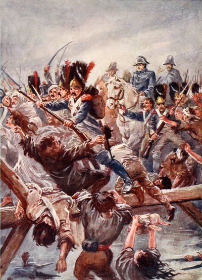 Kiedy widziano, jak resztki gwardii torują drogę cesarzowi, nastąpił pośpiech, ilustracja z „Bitwy XIX wieku” autorstwa Archibalda Forbesa, G.A. Henty i major Arthur Griffith autorstwa Paul Hardy