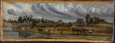 Brzegi Sekwany przy barrière de la Cunette, w pobliżu Champ-de-Mars (1820), w 1820 r. (obraz) autorstwa Paul Huet