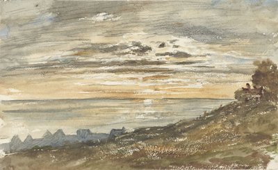 Zachodzące słońce w Trouville autorstwa Paul Huet