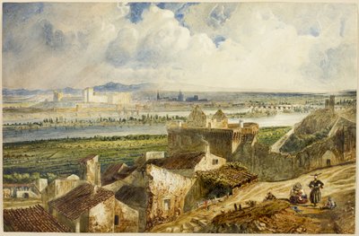 Widok na Awinion (z Villeneuve les Avignon) autorstwa Paul Huet