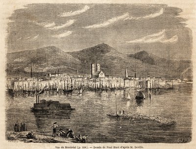 Widok Montrealu, rysunek Paula Hueta (1803-1869), ilustrujący wyprawy do Ameryki Północnej w latach 1854-1855, autorstwa L. Deville