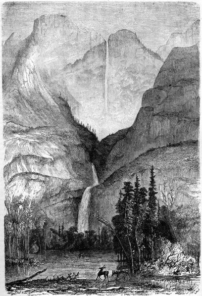 Wodospady Yosemite, Kalifornia, XIX wiek. autorstwa Paul Huet