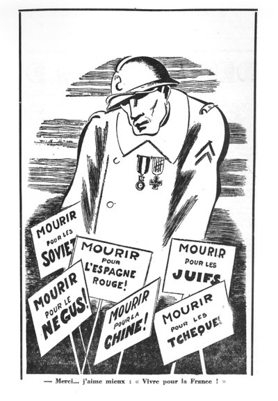 Karykatura z "Je suis partout", ok. 1935 r. (litografia) (zdjęcie czarno-białe) autorstwa Paul Iribe