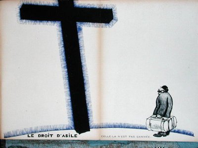 Krzyż chrześcijański i prawo do azylu, ilustracja z „Parlons Francais” autorstwa Paul Iribe