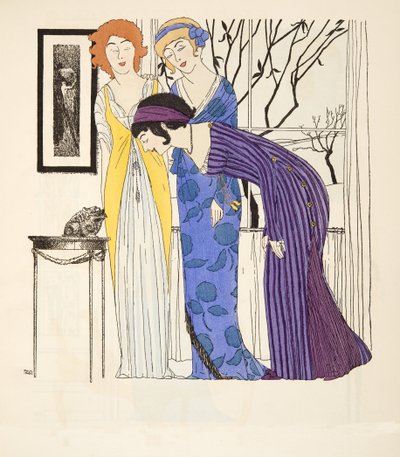 Trzy sukienki w stylu empire z pubu Les Robes de Paul Poiret. 1908 (odbitka szablonowa) autorstwa Paul Iribe