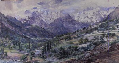 Alpejski widok (akwarela) autorstwa Paul Jacob Naftel