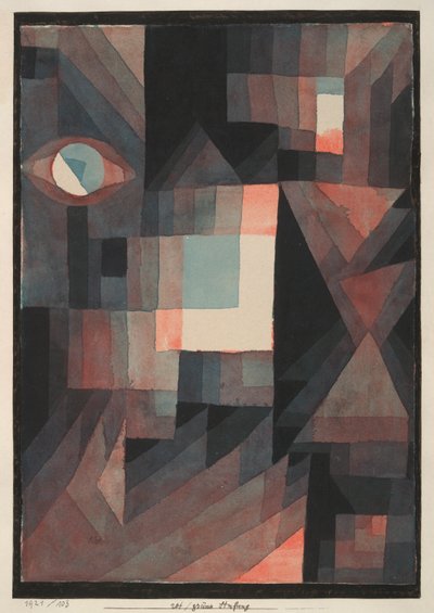 Abstrakt Gradacja czerwieni/zieleń [z domieszką cynobru w układzie pionowym] autorstwa Paul Klee