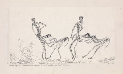 Kandyd, rozdział 16. Podczas gdy dwie małpy podążały za nimi, gryząc pośladki, 1911. autorstwa Paul Klee