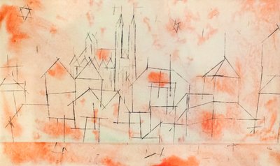 Miasto z gotycką katedrą autorstwa Paul Klee