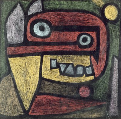 Bez tytułu (Maska: dzikie zwierzę) ok. 1939 r. (ołówek i pasta kolorowa na papierze) autorstwa Paul Klee