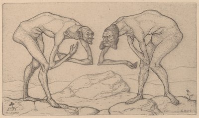 Dwóch mężczyzn, zakładając, że są na wyższym stanowisku, spotyka Spotkanie Dwóch Mężczyzn..., 1903. autorstwa Paul Klee