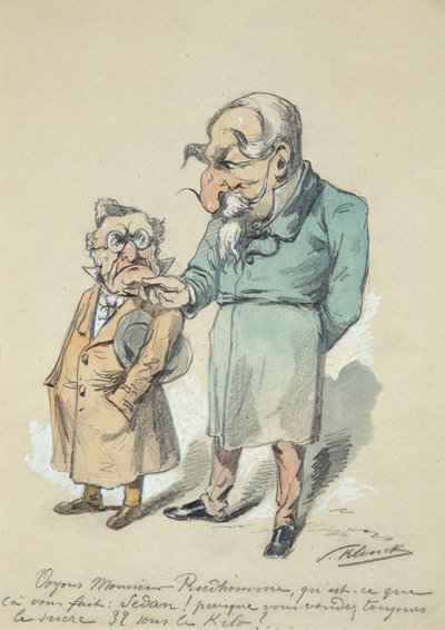 Monsieur Prudhomme i Napoleon III (akwarela) autorstwa Paul Klenck