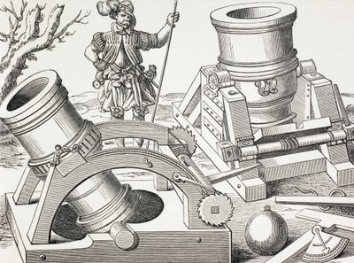 Moździerze z XVI wieku na ruchomych wózkach. autorstwa Paul Lacroix