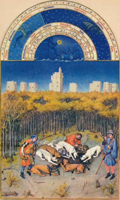 grudzień - Château de Vincennes, XV wiek, 1939. autorstwa Paul Limbourg