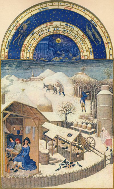 luty - wieś pod śniegiem, XV w., 1939 r. autorstwa Paul Limbourg