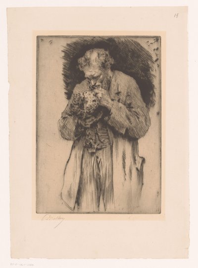 Portret mężczyzny z zakrytą doniczką autorstwa Paul Mathey (signed by artist)