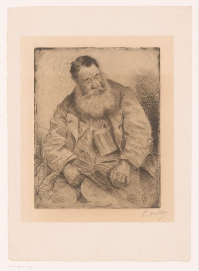 Portret siedzącego mężczyzny z brodą autorstwa Paul Mathey (signed by artist)
