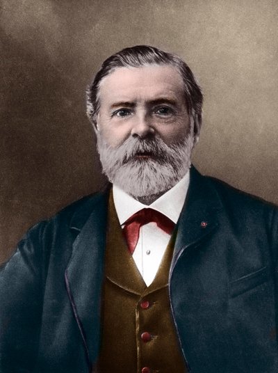 Portret Etienne-Jules Marey (1830-1904); angielski naukowiec i chronofotograf; wynalazca sfigmografu oraz pionier fotografii i kina. Fot. Nadara, Paul (1856-1939). Cyfrowa kolorystyka. autorstwa Paul Nadar