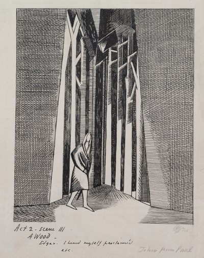 Drewno- ilustracja do „Króla Leara”, akt 2, scena III autorstwa Paul Nash