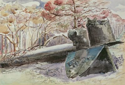 Bombowiec w lesie autorstwa Paul Nash