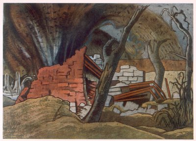 Shell Bursting, od brytyjskich artystów na froncie, kontynuacja frontu zachodniego, część trzecia, Paul Nash autorstwa Paul Nash