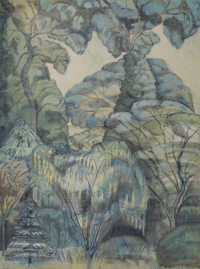 Drzewa w ptasim ogrodzie, Iver Heath autorstwa Paul Nash