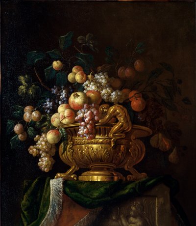 Martwa natura z wazonem i granatami. Obraz Paula Pillementa z XVII wieku. Rouen, Musee des Beaux Arts. autorstwa Paul Pillement