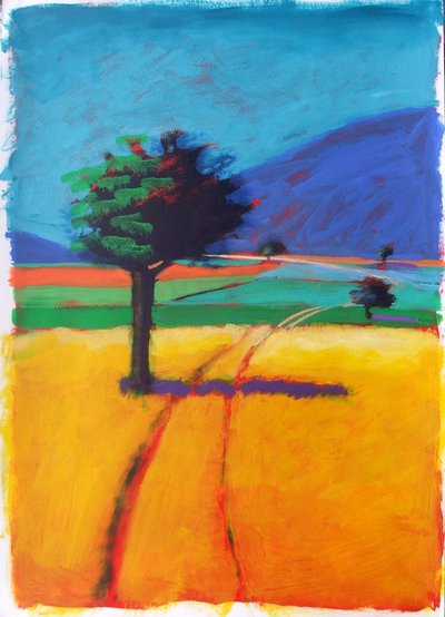 Blue Hill (akryl na karcie) autorstwa Paul Powis