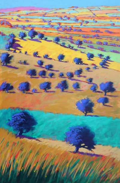 Cotswolds Towards Bredon, 2021 (akryl na płycie) autorstwa Paul Powis