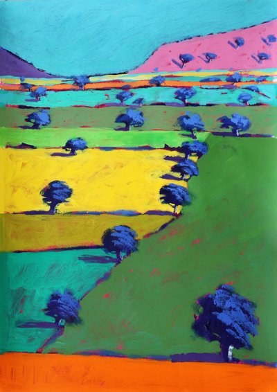 Hollybush, 2021 (akryl na papierze) autorstwa Paul Powis