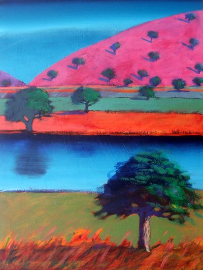Pink Hill 2 (akryl na karcie) autorstwa Paul Powis
