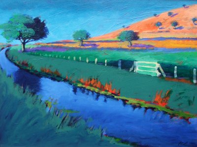 River Teme (akryl na pokładzie) autorstwa Paul Powis