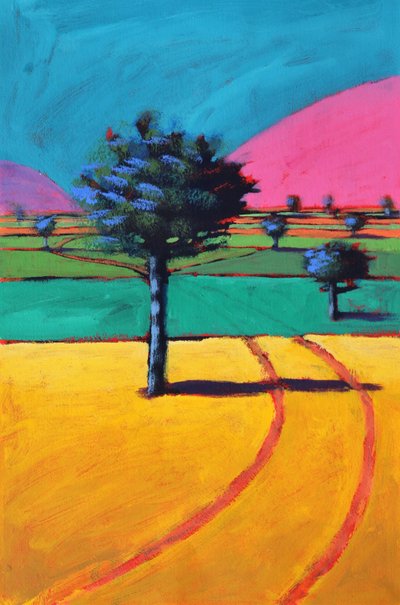 W stronę Castlemorton, 2021 (akryl na papierze) autorstwa Paul Powis