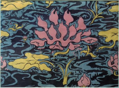 Tkanina dekoracyjna z lilią wodną autorstwa Paul Elie Ranson