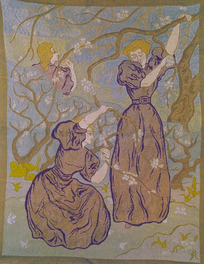 Gobelin Dwie kobiety pod drzewem w rozkwicie Paul Ranson (1864-1909) Kolekcja XX wieku Michel Ranson autorstwa Paul Elie Ranson
