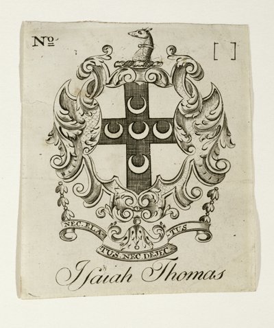 Ekslibris dla Izajasza Tomasza (1749-1831), ok. 1930 r. 1765-1770 (grawerowanie na papierze wykładanym) autorstwa Paul Revere