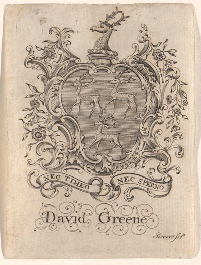 Ekslibris Davida Greene autorstwa Paul Revere