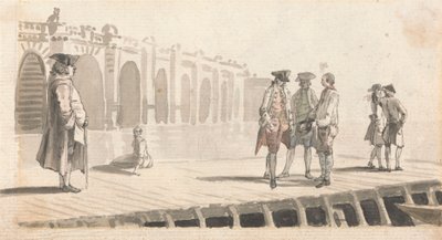 Grupa mężczyzn na Westminster Pier autorstwa Paul Sandby
