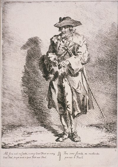 Sprzedawca krzemienia i stali, Cries of London, 1760 autorstwa Paul Sandby