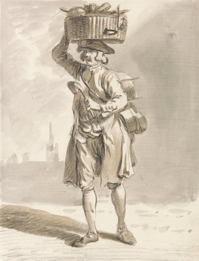 London Cries: A Man with a Basket (Mężczyzna sprzedający garnki i patelnie) autorstwa Paul Sandby