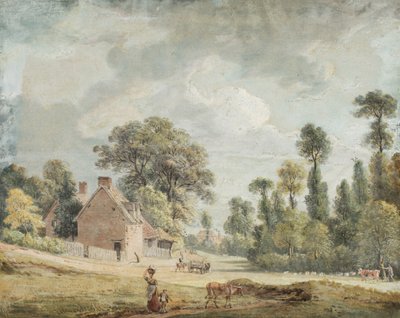Patrząc w dół Egham Hill autorstwa Paul Sandby