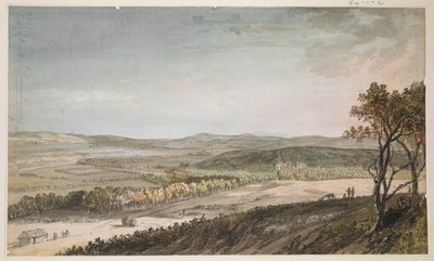 Nithsdale, z Drumlanrig, ok.1751 (pióro, płyn i akwarela na ołówku na papierze) autorstwa Paul Sandby