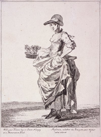 Nosegay i sprzedawca książek z notatkami, Cries of London, 1760 autorstwa Paul Sandby