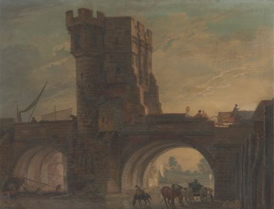 Stary most w Shrewsbury autorstwa Paul Sandby