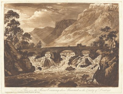 Pont-y-Pair nad rzeką Conway powyżej Llanrwst w hrabstwie Denbigh autorstwa Paul Sandby